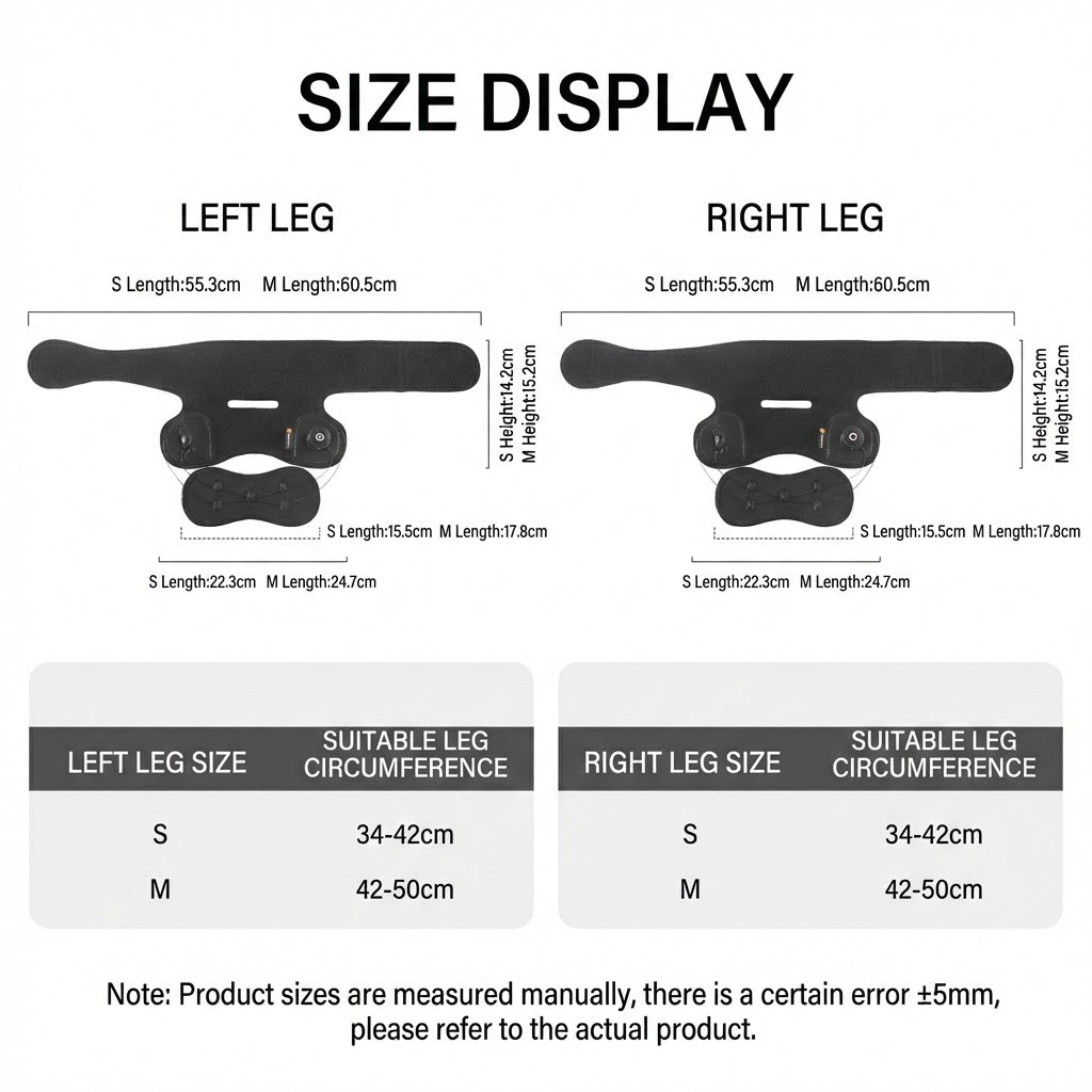 Knee Brace with Rotating Knob - Left Leg Fits Circumference 34-42cm