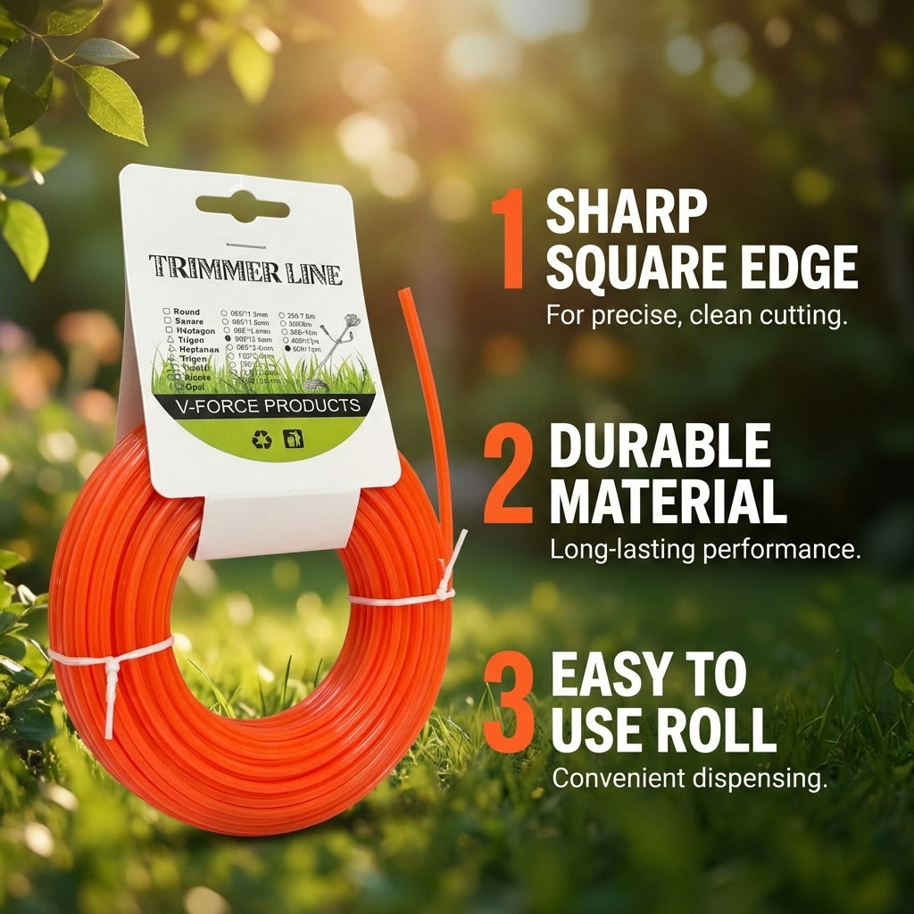 2mm_15m Square Nylon String Trimmer Line