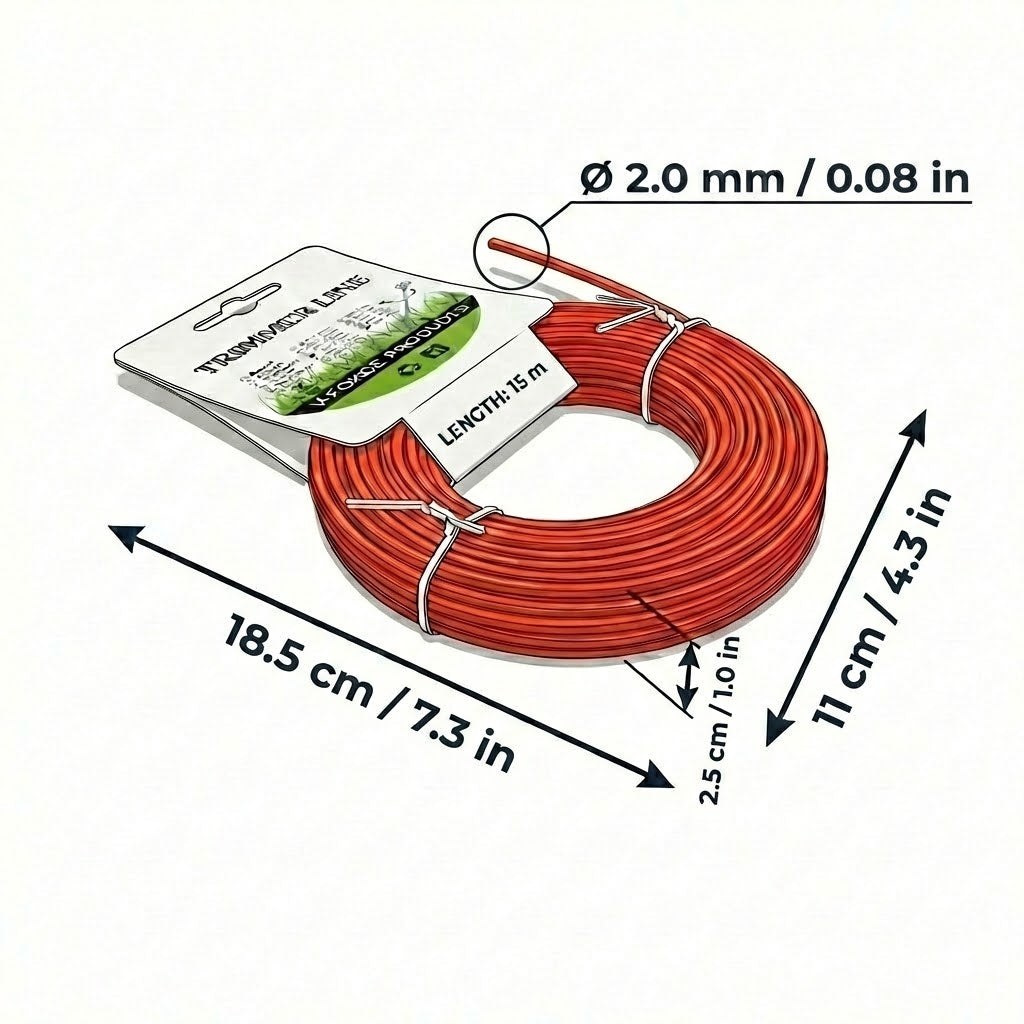 2mm_15m Square Nylon String Trimmer Line