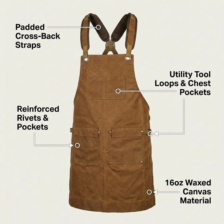Canvas Work Tool Apron Ergonomic Cross-Back Straps
