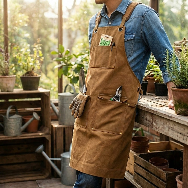 Canvas Work Tool Apron Ergonomic Cross-Back Straps