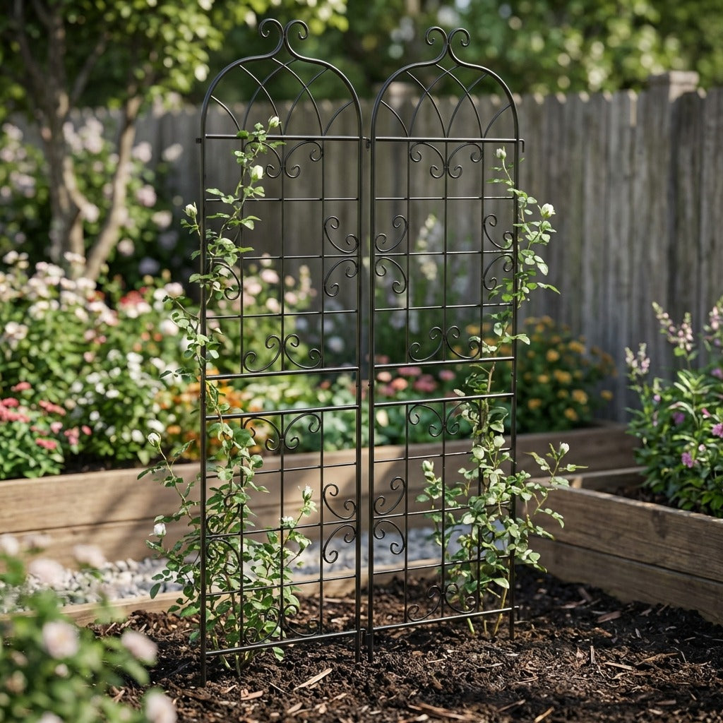 Set of 2 Metal Garden Trellis Plant Support - 220cm