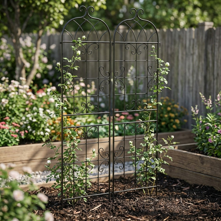 Set of 2 Metal Garden Trellis Plant Support - 220cm