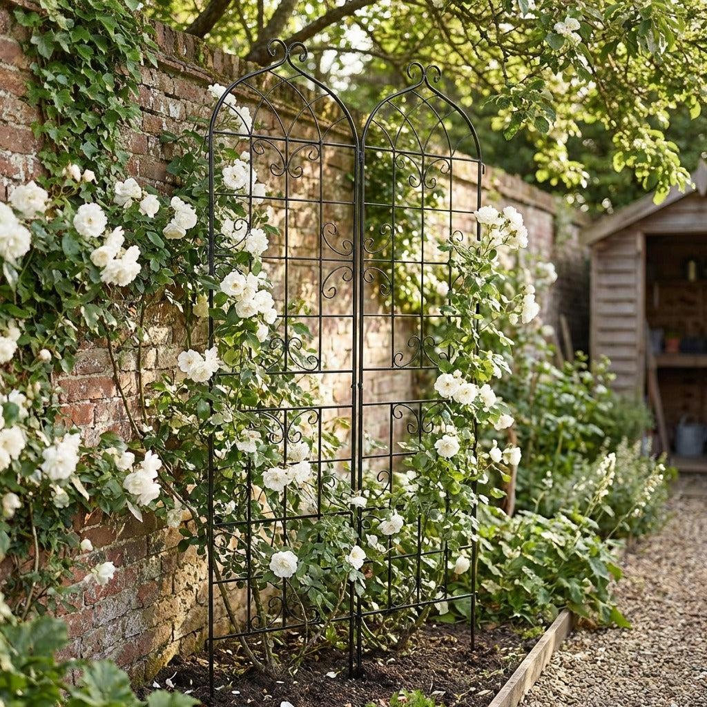 Set of 2 Metal Garden Trellis Plant Support - 220cm