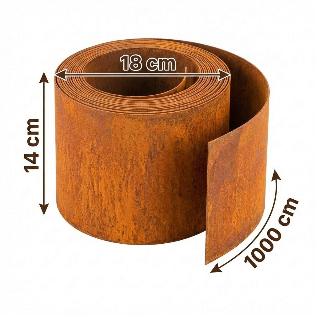 Garden Edging Flexible Rusty Metal Landscape Border - 10m