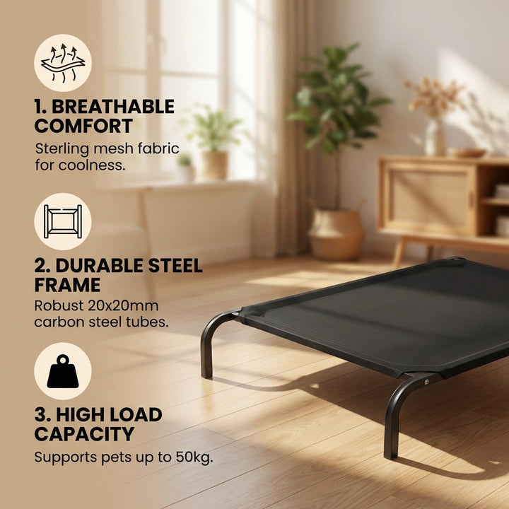 Elevated Dog Bed With Breathable Sterling Mesh – L
