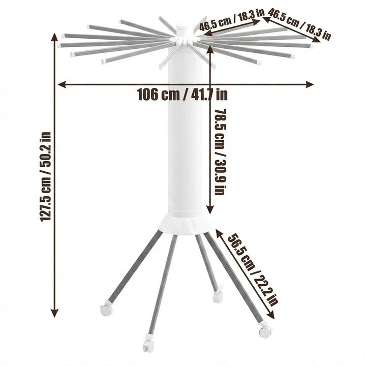 No-Install Foldable Rotating Clothes Drying Rack 16 Rods