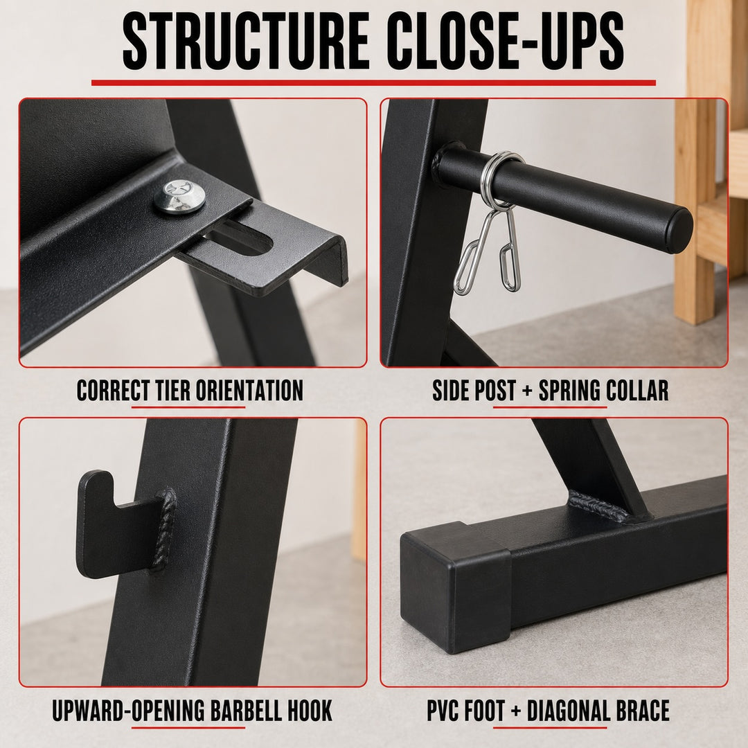 Multi-Function Dumbbell Kettlebell Weight Plate  Bar Storage Rack
