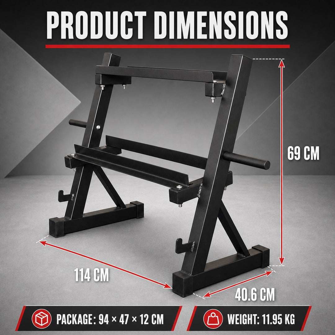 Multi-Function Dumbbell Kettlebell Weight Plate  Bar Storage Rack