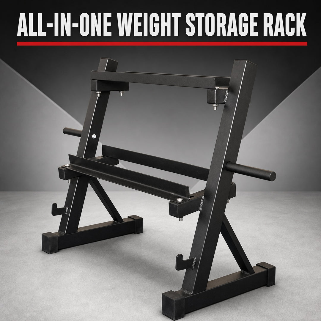 Multi-Function Dumbbell Kettlebell Weight Plate  Bar Storage Rack