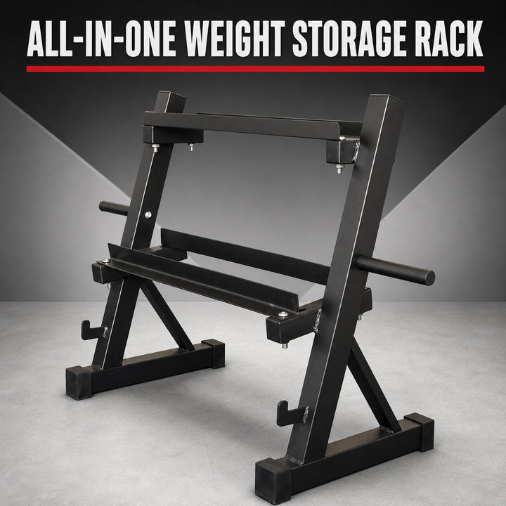 Multi-Function Dumbbell Kettlebell Weight Plate  Bar Storage Rack