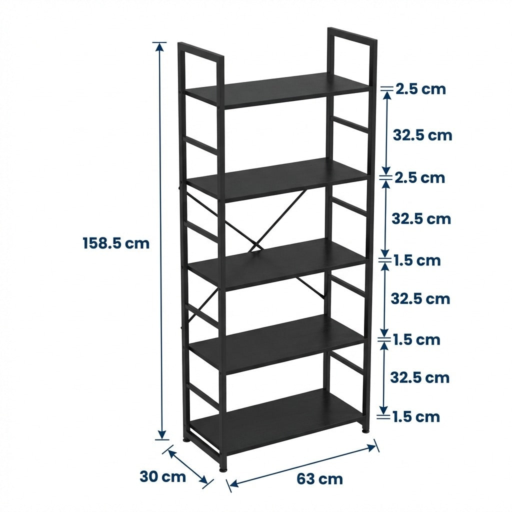 5 Tier Industrial Bookshelf