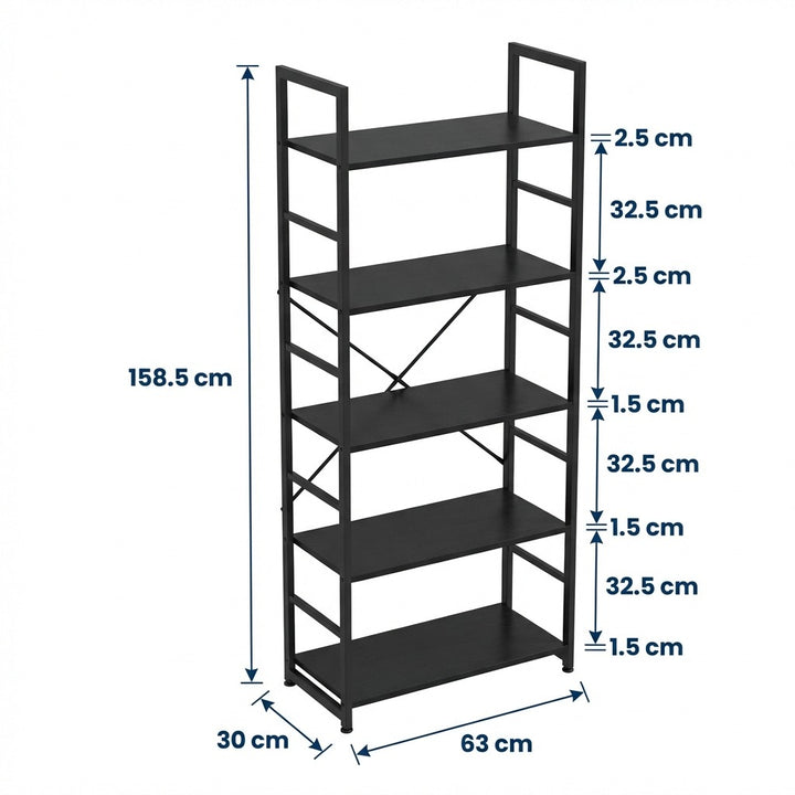 5 Tier Industrial Bookshelf