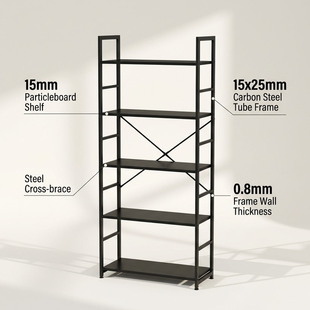 5 Tier Industrial Bookshelf