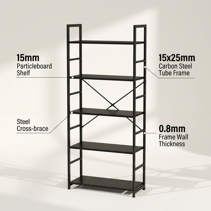 5 Tier Industrial Bookshelf