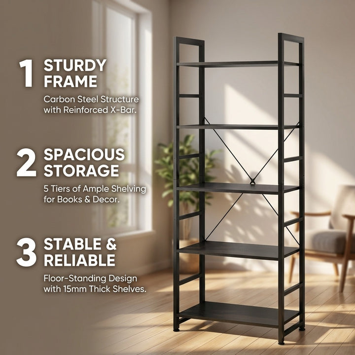 5 Tier Industrial Bookshelf
