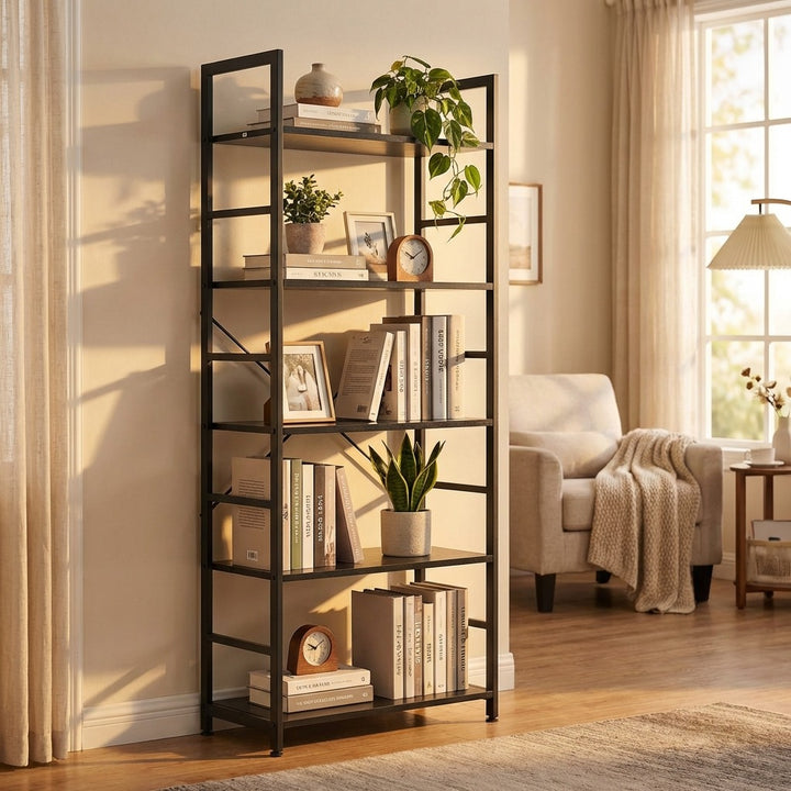 5 Tier Industrial Bookshelf