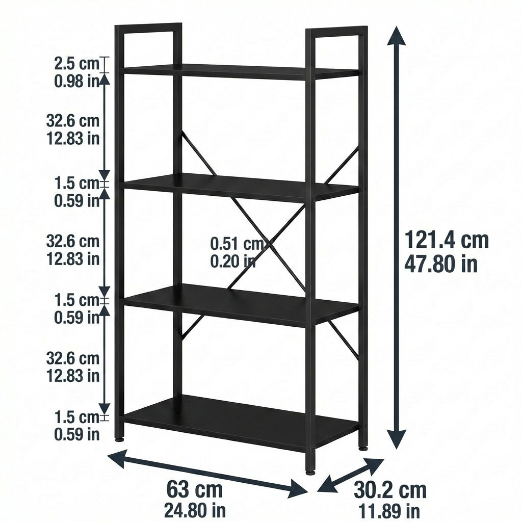 4 Tier Industrial Bookshelf