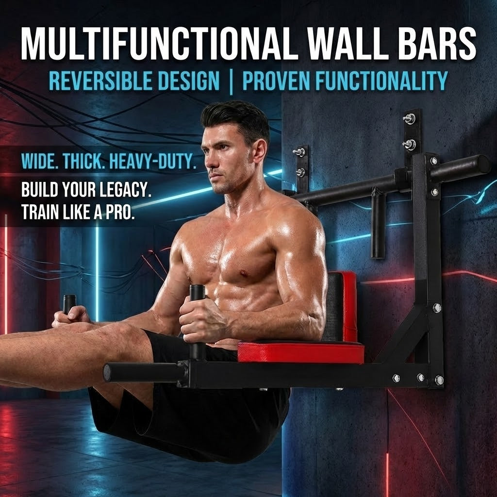 Wall Mounted Pull Up & Dip Station Power Tower