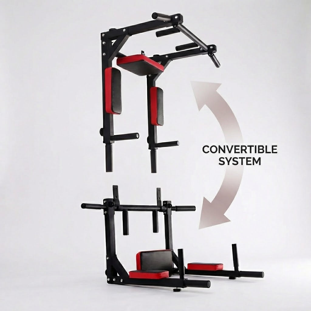 Wall Mounted Pull Up & Dip Station Power Tower