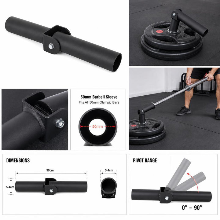T-Bar Row Landmine Attachment for 50mm Olympic Barbell Sleeves - Black