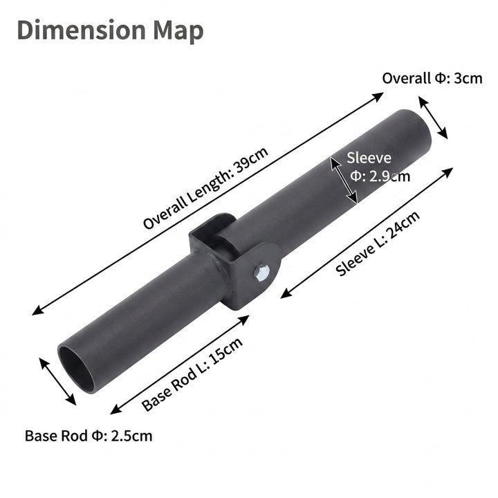 T-Bar Row Landmine Attachment for 25mm Barbell Sleeves - Black Steel