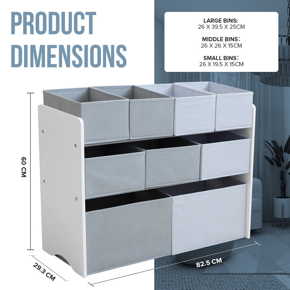 Kids Toy Storage Organizer with 9 Foldable Fabric Bins