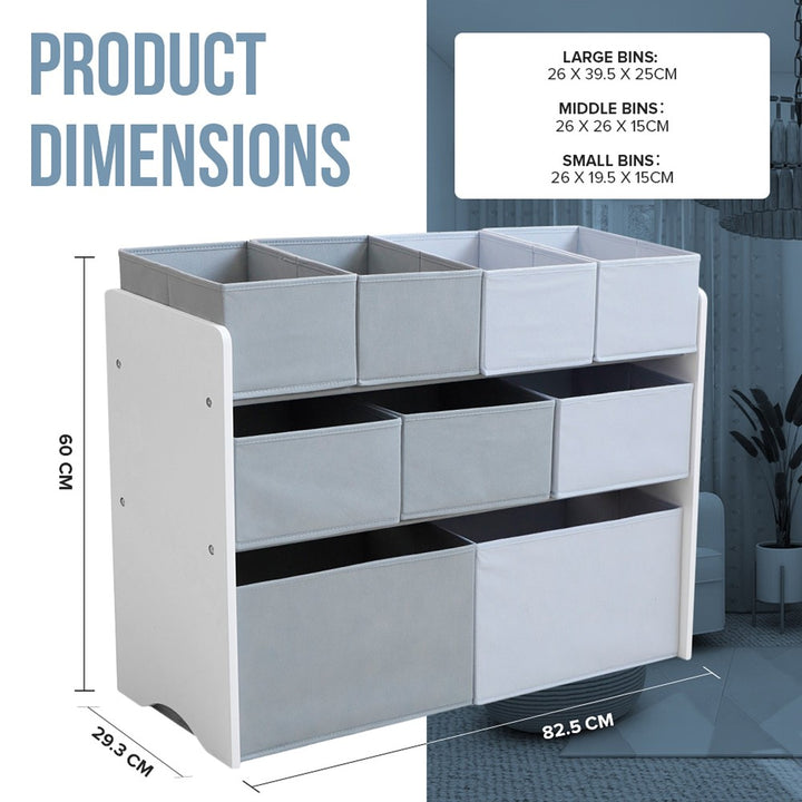 Kids Toy Storage Organizer with 9 Foldable Fabric Bins