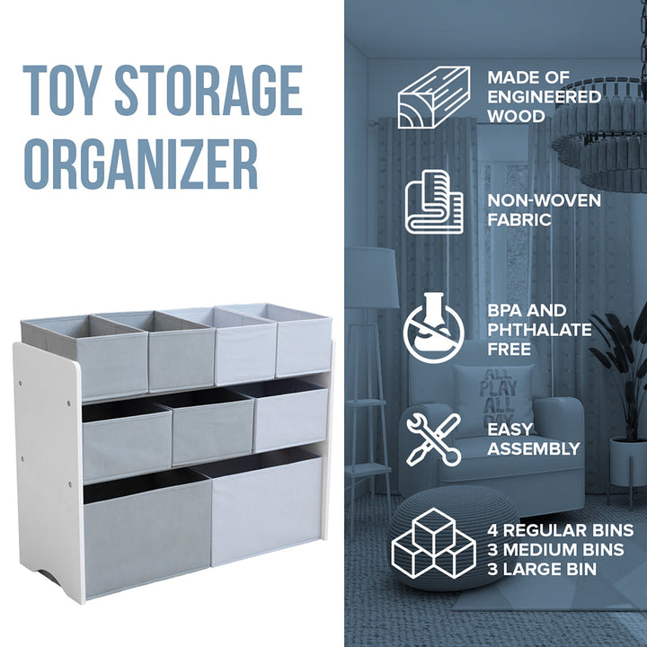 Kids Toy Storage Organizer with 9 Foldable Fabric Bins