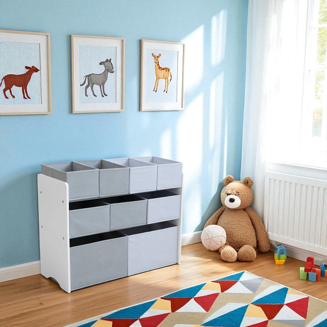 Kids Toy Storage Organizer with 9 Foldable Fabric Bins