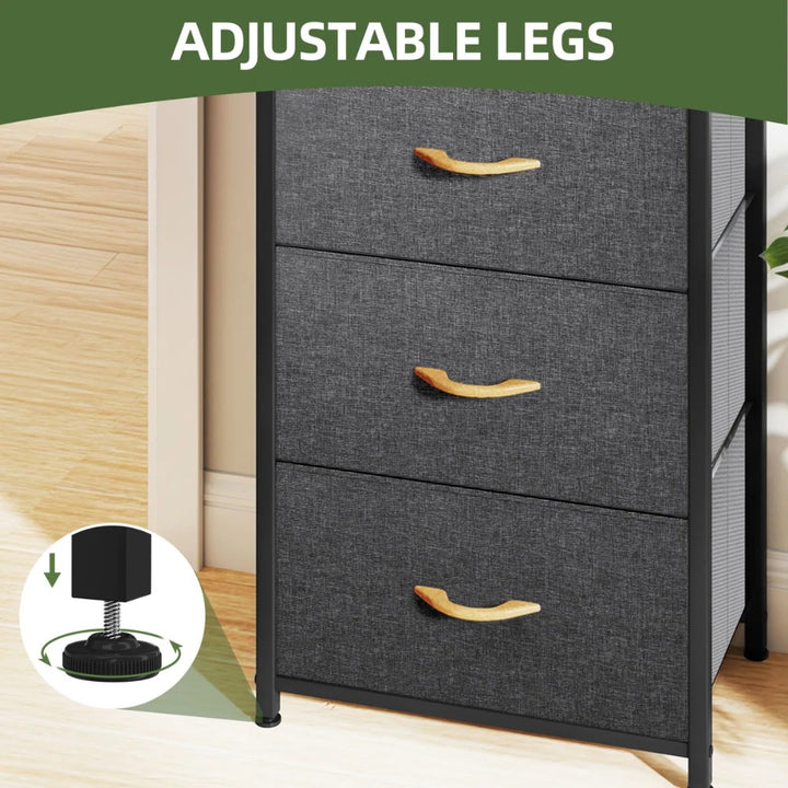 4 Drawers Steel Frame Fabric Storage Chest-Dark Gray