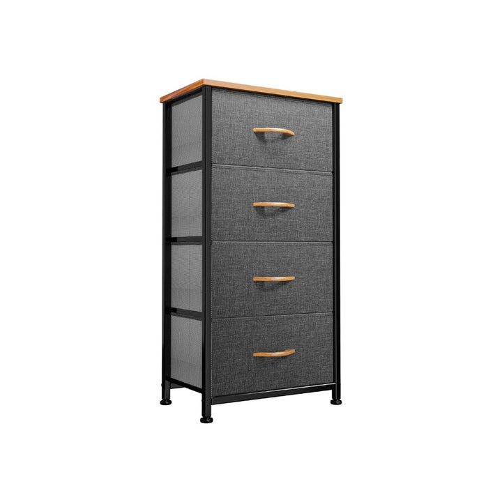 4 Drawers Steel Frame Fabric Storage Chest-Dark Gray