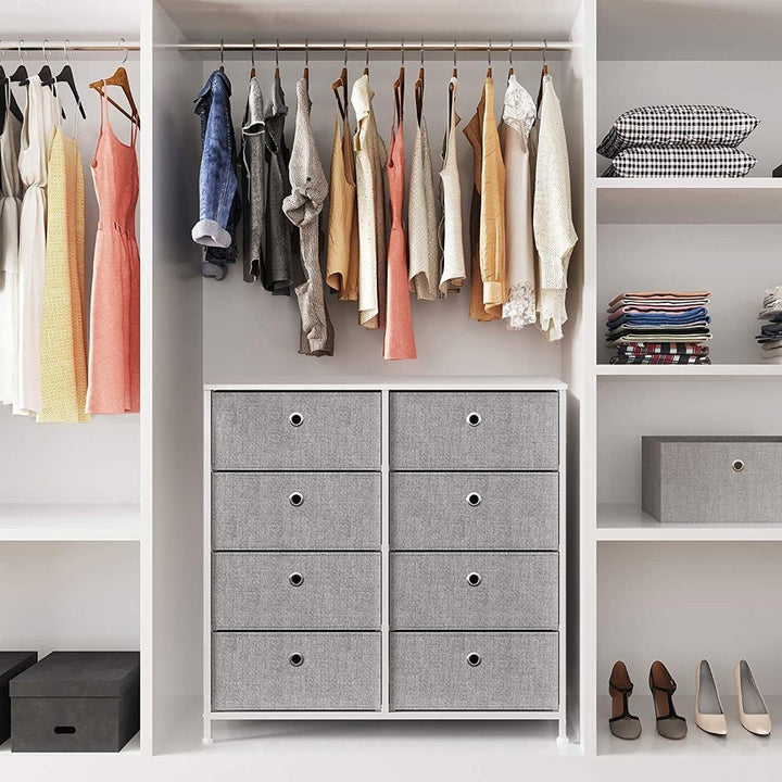 8 Drawers Steel Frame Fabric Storage Chest- Gray