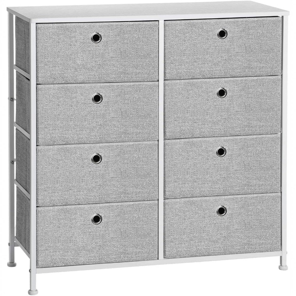 8 Drawers Steel Frame Fabric Storage Chest- Gray