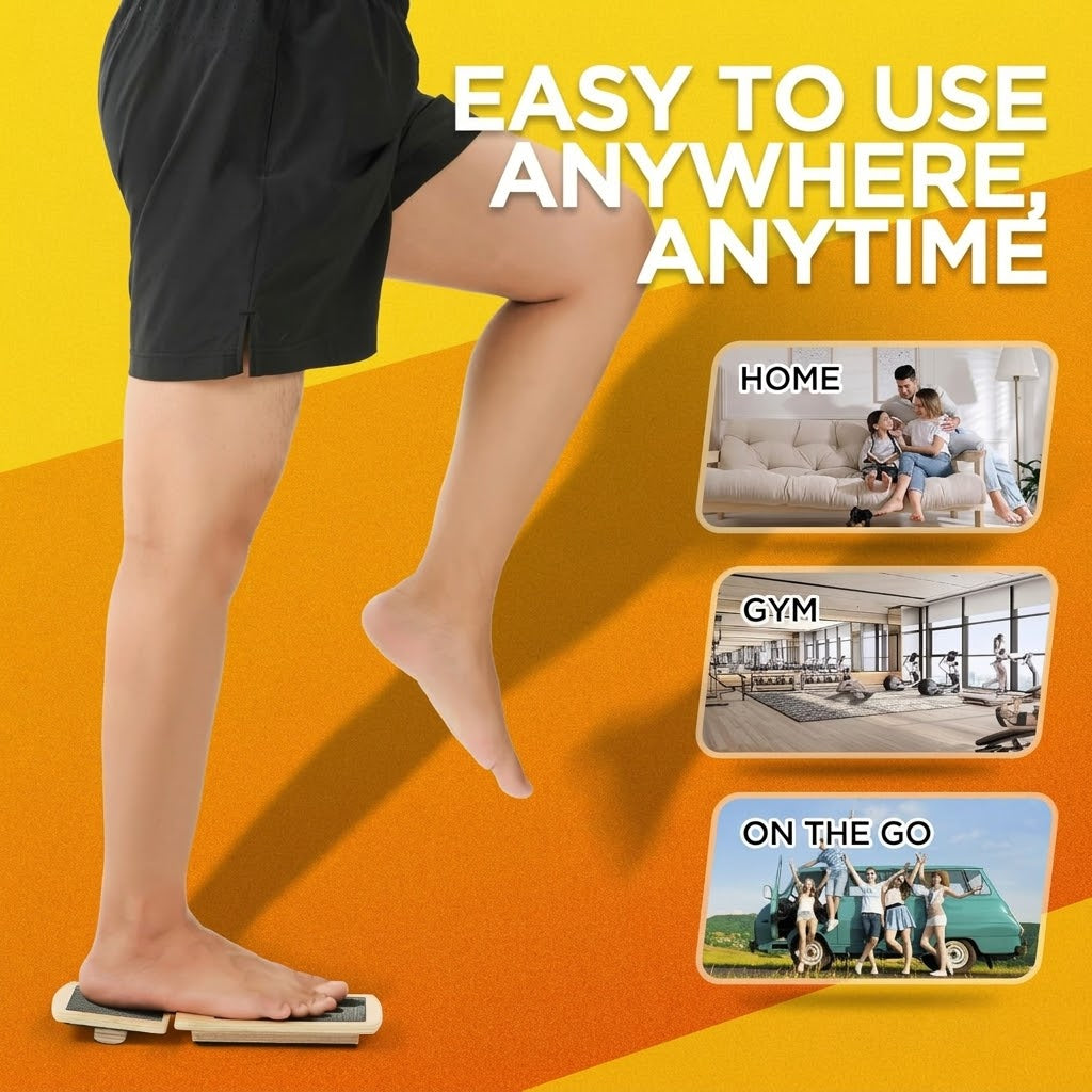 Wooden Ankle Foot Balance Board - Physical Therapy & Rehab Stretching Tool