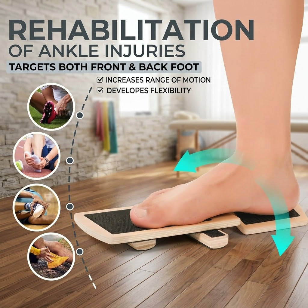 Wooden Ankle Foot Balance Board - Physical Therapy & Rehab Stretching Tool