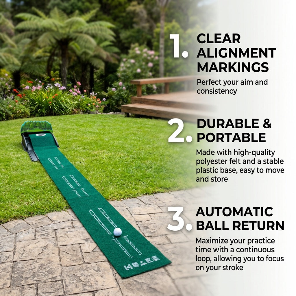 Portable Indoor Golf Putting Mat - 2.6m Training Aid with 3D Arrow Design