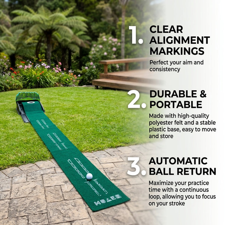 Portable Indoor Golf Putting Mat - 2.6m Training Aid with 3D Arrow Design