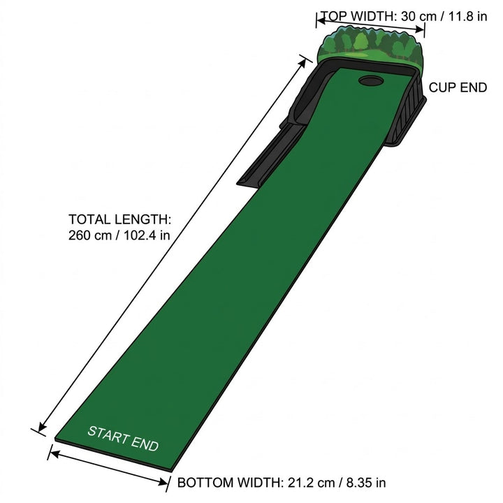 Portable Indoor Golf Putting Mat - 2.6m Training Aid with 3D Arrow Design