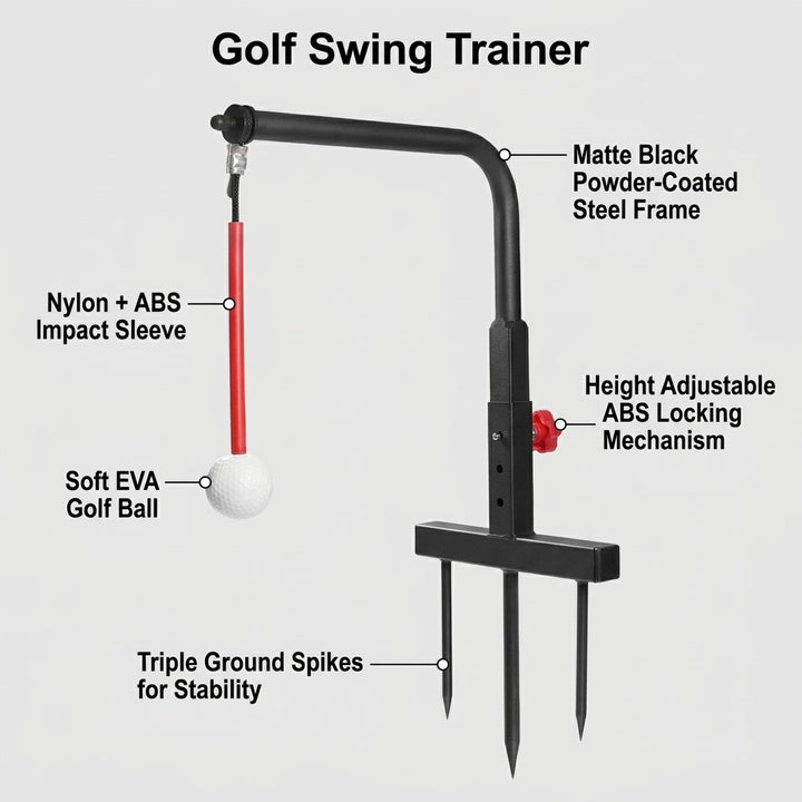 Adjustable Golf Swing Trainer with Hanging Ball - Indoor & Outdoor Practice Aid