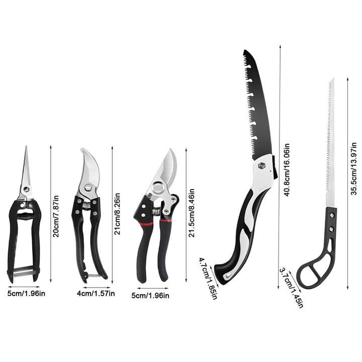 Gardening Tool Set with Alloy Steel Blades & Aluminum Handles _ 5-Piece Pruning Kit