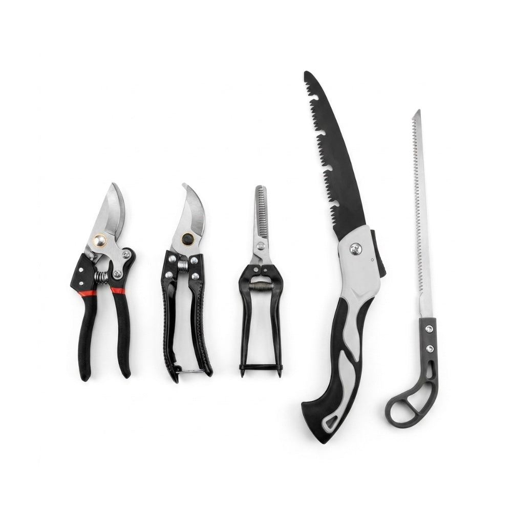 Gardening Tool Set with Alloy Steel Blades & Aluminum Handles _ 5-Piece Pruning Kit