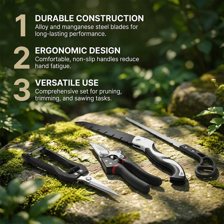 Gardening Tool Set with Alloy Steel Blades & Aluminum Handles _ 5-Piece Pruning Kit