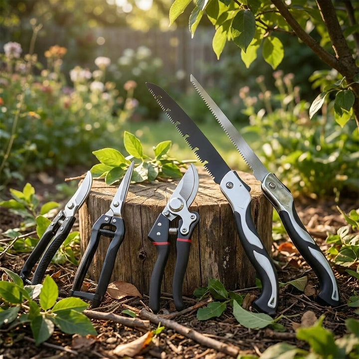 Gardening Tool Set with Alloy Steel Blades & Aluminum Handles _ 5-Piece Pruning Kit