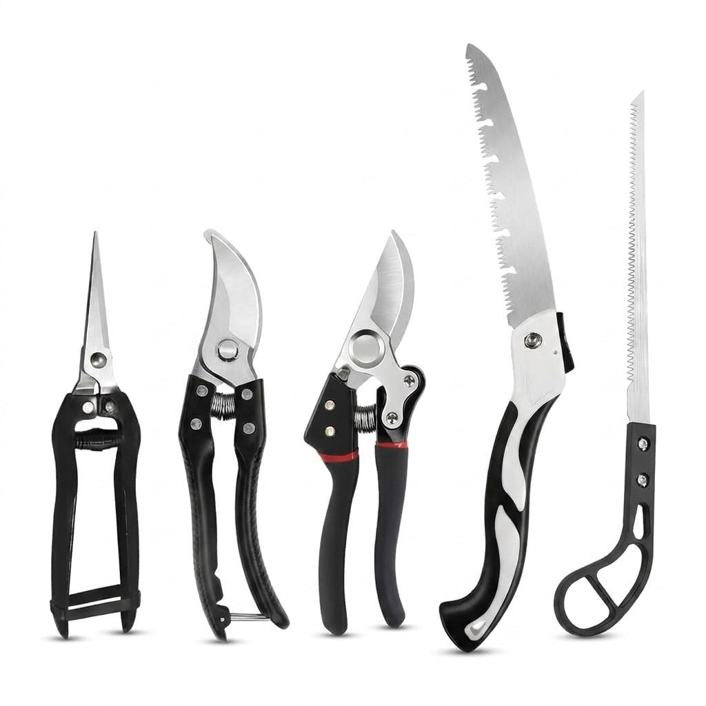 Gardening Tool Set with Alloy Steel Blades & Aluminum Handles _ 5-Piece Pruning Kit