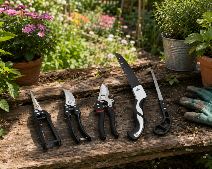 Gardening Tool Set with Alloy Steel Blades & Aluminum Handles _ 5-Piece Pruning Kit