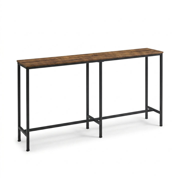 Narrow Console Table 140cm Rustic Brown Entryway Hallway Table