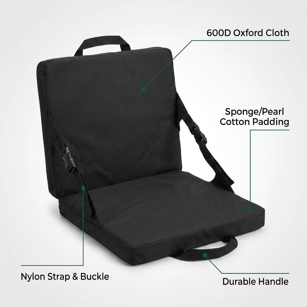 Portable Outdoor Folding Cushion - 600D Oxford Cloth Seat Pad for Camping & Stadiums