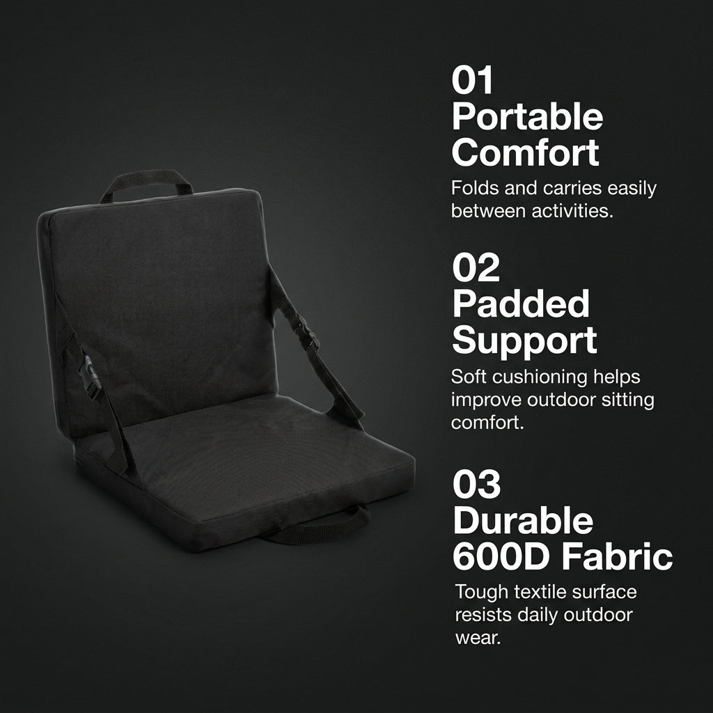 Portable Outdoor Folding Cushion - 600D Oxford Cloth Seat Pad for Camping & Stadiums