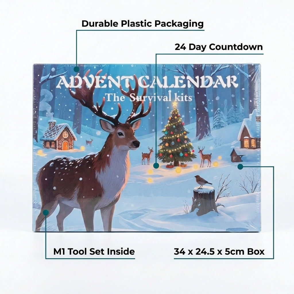 Outdoor Survival Tool Set Advent Calendar - 24 Day Emergency Gear Kit M1